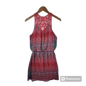 Vintage Express Beachy Dress Multi Color Women's SMALL Flowy Lace Embellished